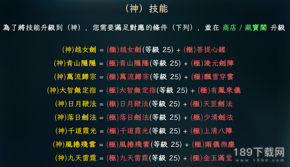 江湖幸存者神技能合成表及极技能条件是什么 江湖幸存者神技能合成表及极技能条件分享