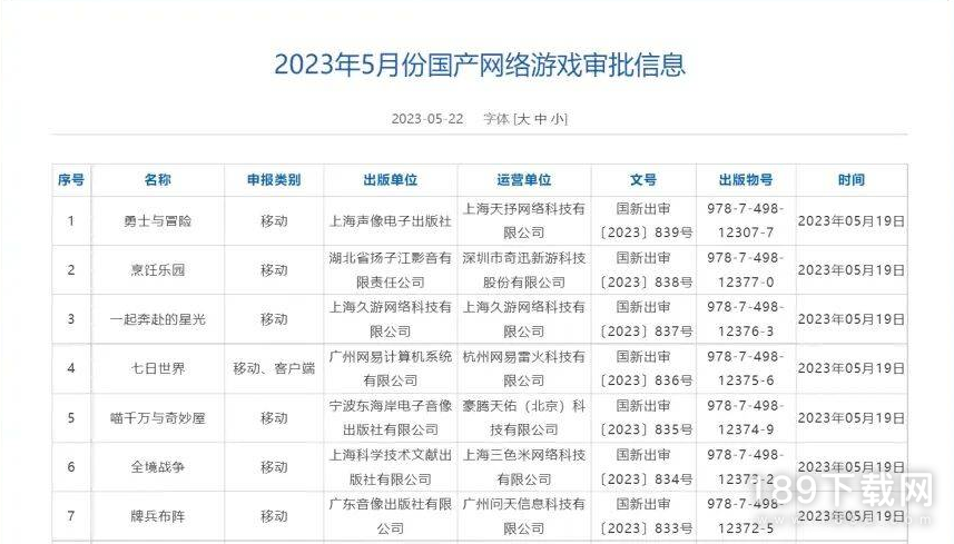 2023年5月国产游戏版号有哪些 2023年5月国产游戏版号详情